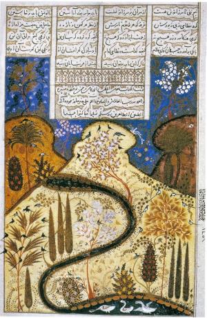 نقاشی کوه ها و منظره ها مربوط به سال 1398 میلادی - بهبهان (قدیم جزوی از استان فارس بود، الان جزو خوزستان هستش) - موزه استانبول