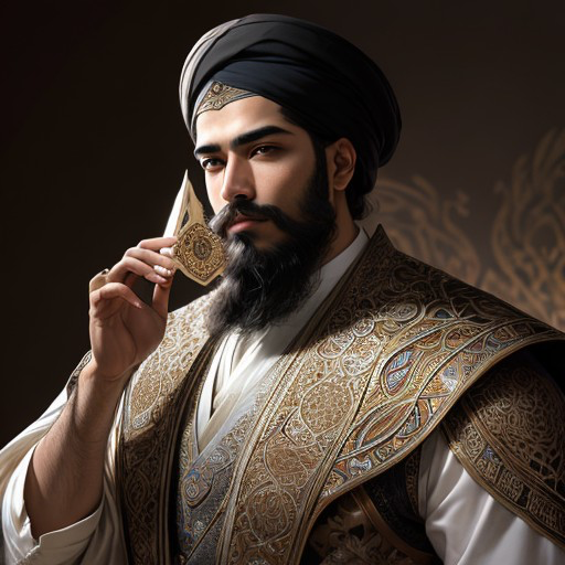 چهره مولانا تصویر سازی شده توسط هوش مصنوعی توسط احمد صادقی 