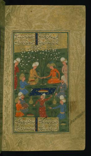 دیوان حافظ شامل ۵ نگاره نسخه‌برداری شده در نیمهٔ اول قرن یازدهم هجری قمری » تصویر 61